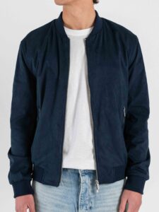 OVER-D Bomber regular eco-dainetto con elastico sui polsi e sul fondo OC1S2S6J04 Blu (1)