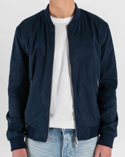 OVER-D Bomber regular eco-dainetto con elastico sui polsi e sul fondo OC1S2S6J04 Blu