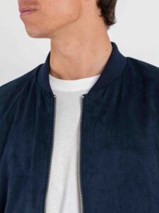 OVER-D Bomber regular eco-dainetto con elastico sui polsi e sul fondo OC1S2S6J04 Blu (2)