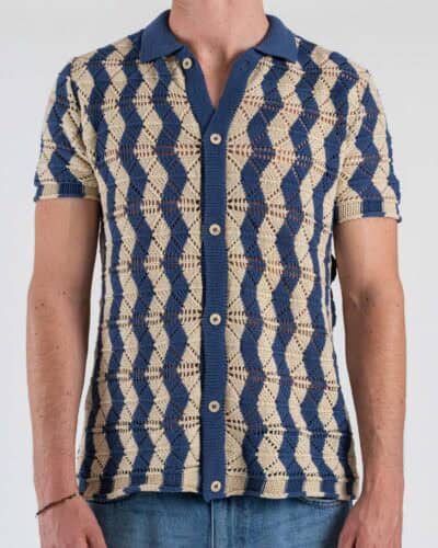 OVER-D Camicia con colletto regular traforata OE1S2S6M44 Blu