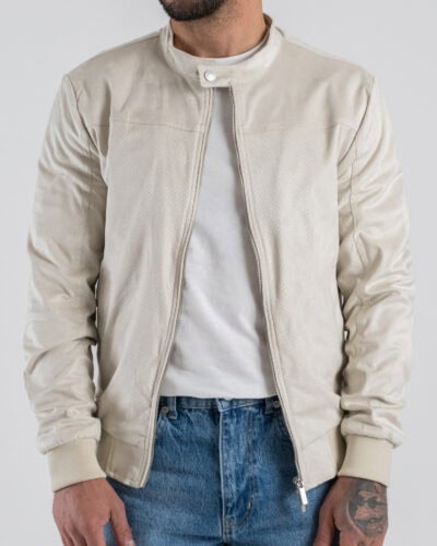 OVER-D Giubbino regular biker in eco-dainetto OC1S2S5J07 Crema