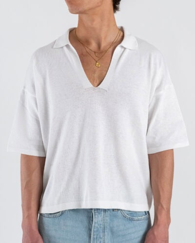 OVER-D Polo boxy fit over con scollo a V E1S2S6M42 Bianco