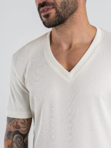OVER-D T-shirt comoda a costine con collo a V OEAS2S6T48 (2)