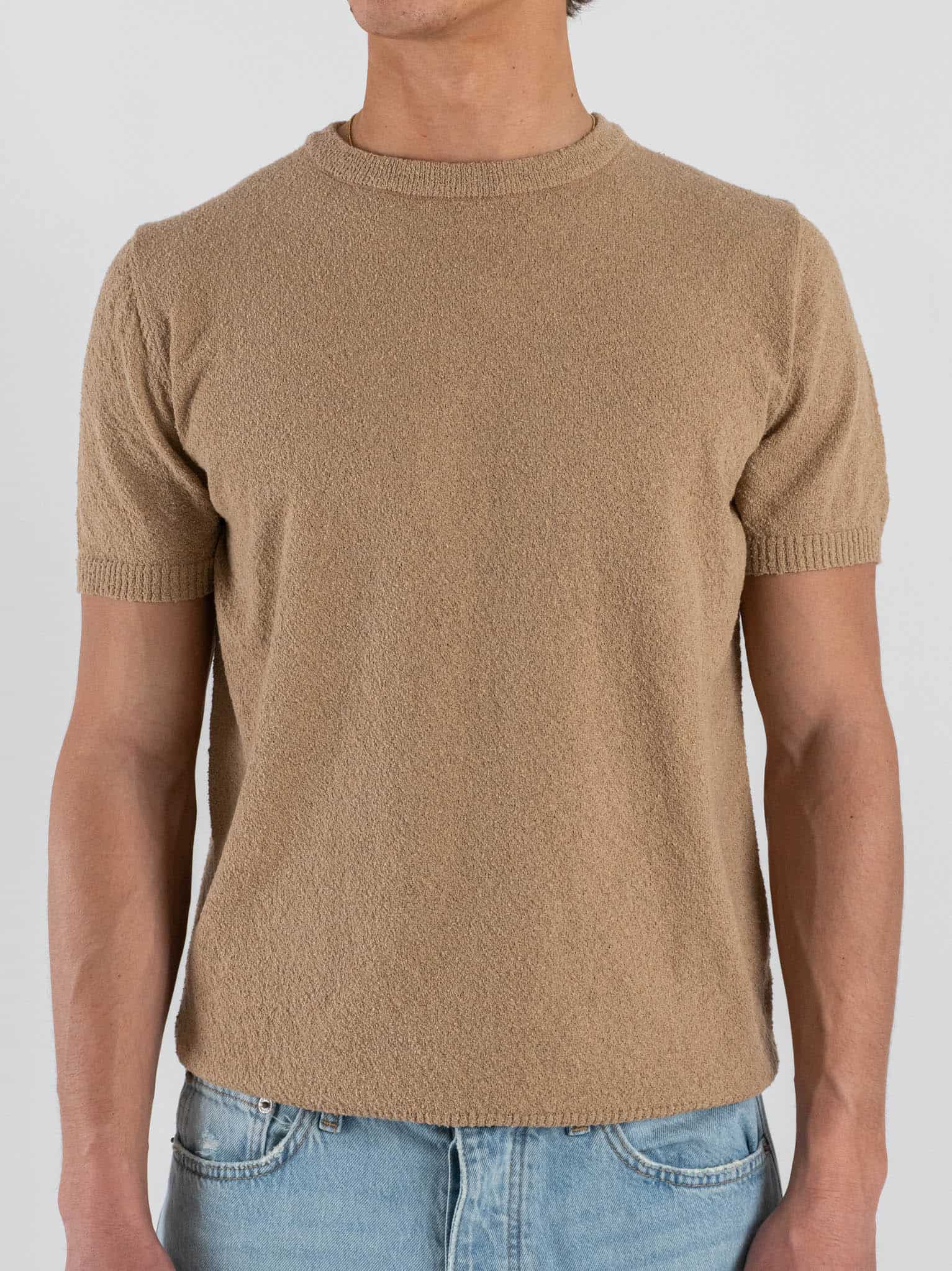 OVER-D T-shirt regular in bouclè OE1S2S6M40 Beige