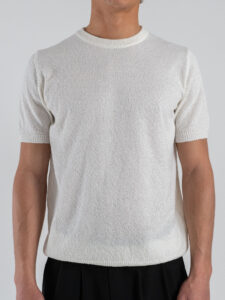 OVER-D T-shirt regular in bouclè OE1S2S6M40 Panna (2)