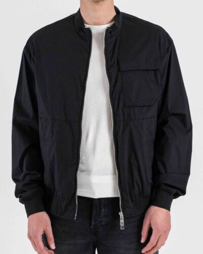 SEINSE Bomber slim in nylon con elastico sul fondo GBE1143SS Nero
