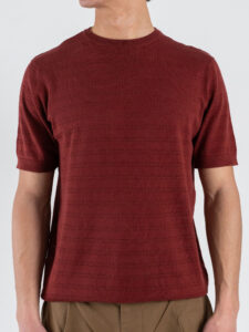 SEINSE T-shirt in maglia girocollo regular traforata ME3260SS Terracotta (4)
