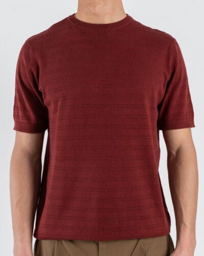 SEINSE T-shirt in maglia girocollo regular traforata ME3260SS Terracotta