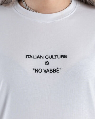 SUPERCULTURE T-shirt regular da donna con ricamo "ITALIAN CULTURE IS"NO VABBÈ" AW2065 Bianca
