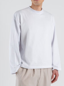 T-shirt over croppata in cotone con manica lunga SATURNO Bianca (6)