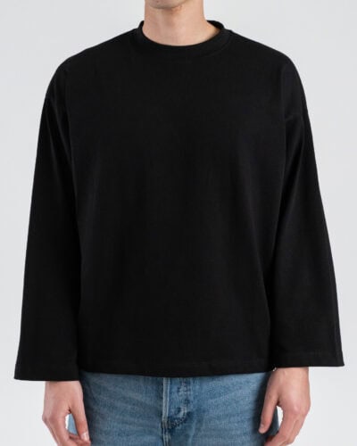 T-shirt over croppata in cotone con manica lunga SATURNO Nero