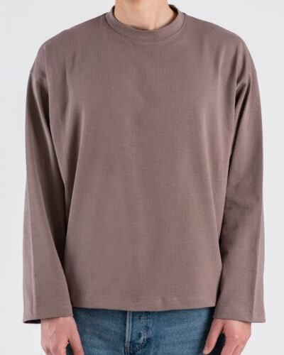 T-shirt over croppata in cotone con manica lunga SATURNO Tortora