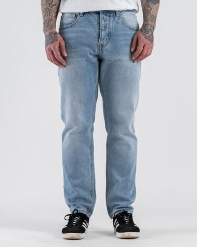 TELAMIRA Jeans carrot slavato con piccole rotture WTP06013 Azzurro