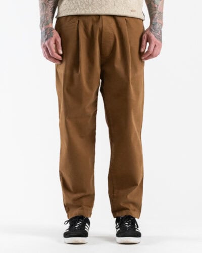 TELAMIRA Pantalone carrot fit in cotone con coulisse in vita e cordino TEL010 Tabacco