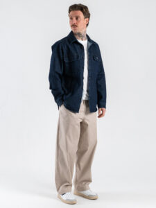 V2 Sahariana regular in jeans con patch japan sulla schiena SAHJAP Blu (1)