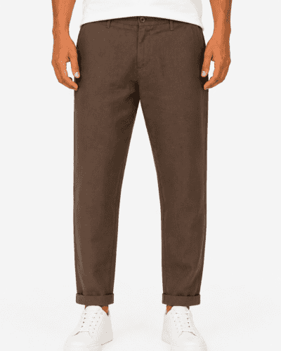 IMPERIAL Pantalone chinos da abito in lino PWB0LSJ Moka