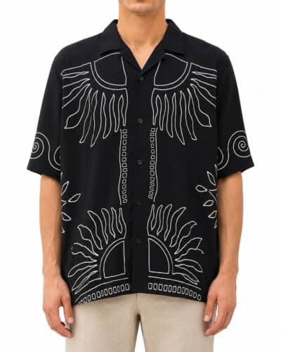ONLY&SONS Camicia in viscosa a mezza manica con colletto in fantasia etnica WRIGHT 22037205 Black/Silver