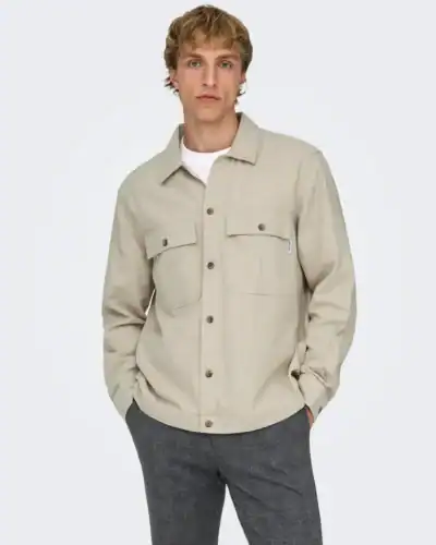 ONLY&SONS Camicia sportiva con colletto e tasche frontali KENNET 22019758 Silver Lining