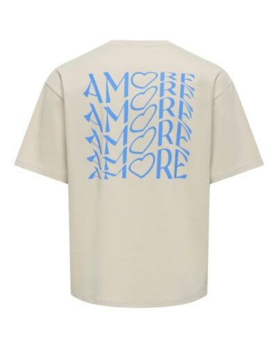 ONLY&SONS T-shirt boxy fit over con stampa fronte/retro amore CASPIAN 22038329 Silver Lining