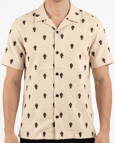 BERNA Camicia regular M/M con ricami 261403 Naturale