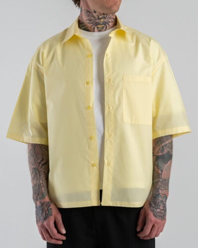 Camicia boxy fit in cotone a mezza manica con taschino 7813 Giallo