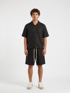 Coordinato boxy fit con camicia mm + bermuda con coulisse in vita 815241 Black (2)
