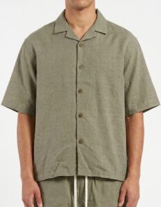 Coordinato boxy fit con camicia mm + bermuda con coulisse in vita 815241 Grayish Green (2)