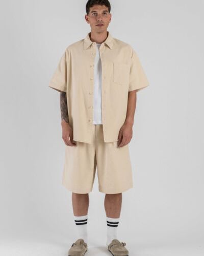 Coordinato over con Camicia M/M+Jorts con coulisse L815500 Beige