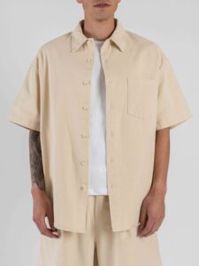 Coordinato over con Camicia MM+Jorts con coulisse L815500 Beige (2)