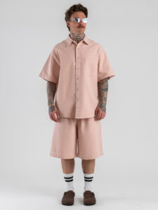 Coordinato over con Camicia MM+Jorts con coulisse L815500 Pink (2)