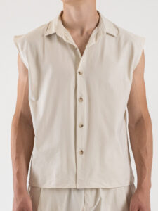 Coordinato over smanicato con bermuda baggy e coulisse in vita REG08 Beige (5)