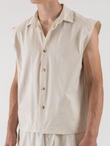 Coordinato over smanicato con bermuda baggy e coulisse in vita REG08 Beige (7)