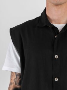 Coordinato over smanicato con bermuda baggy e coulisse in vita REG08 Black (3)