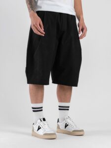 Coordinato over smanicato con bermuda baggy e coulisse in vita REG08 Black (7)