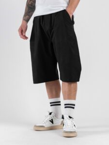 Coordinato over smanicato con bermuda baggy e coulisse in vita REG08 Black (8)