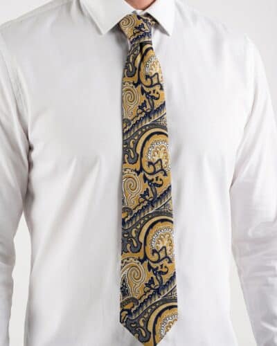 Cravatta con stampa ricamo BANDANA 02A Giallo