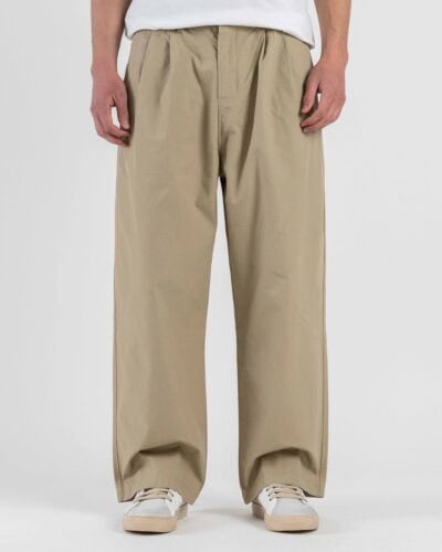 DOUBLE LABEL Pantalone Relaxed fit con pince frontali e regolatori laterali con fibbia GLW082G Camel