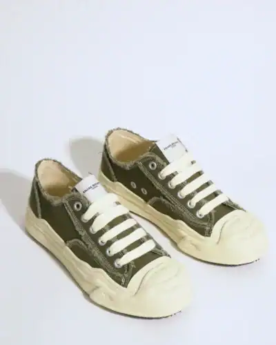 DUALSCAPE Sneakers bassa in tela con punta in rilievo DC-S104 Verde Militare