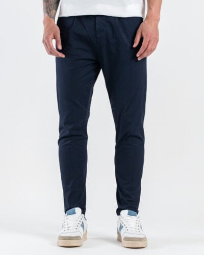 ESTASI Pantalone chino leggero con pinces ed elastico in vita BECKHAM EST Blu