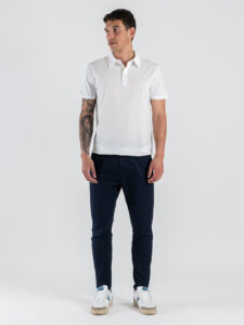 ESTASI Pantalone chino leggero con pinces ed elastico in vita BECKHAM EST Blu