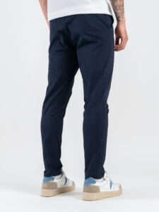 ESTASI Pantalone chino leggero con pinces ed elastico in vita BECKHAM EST Blu (5)