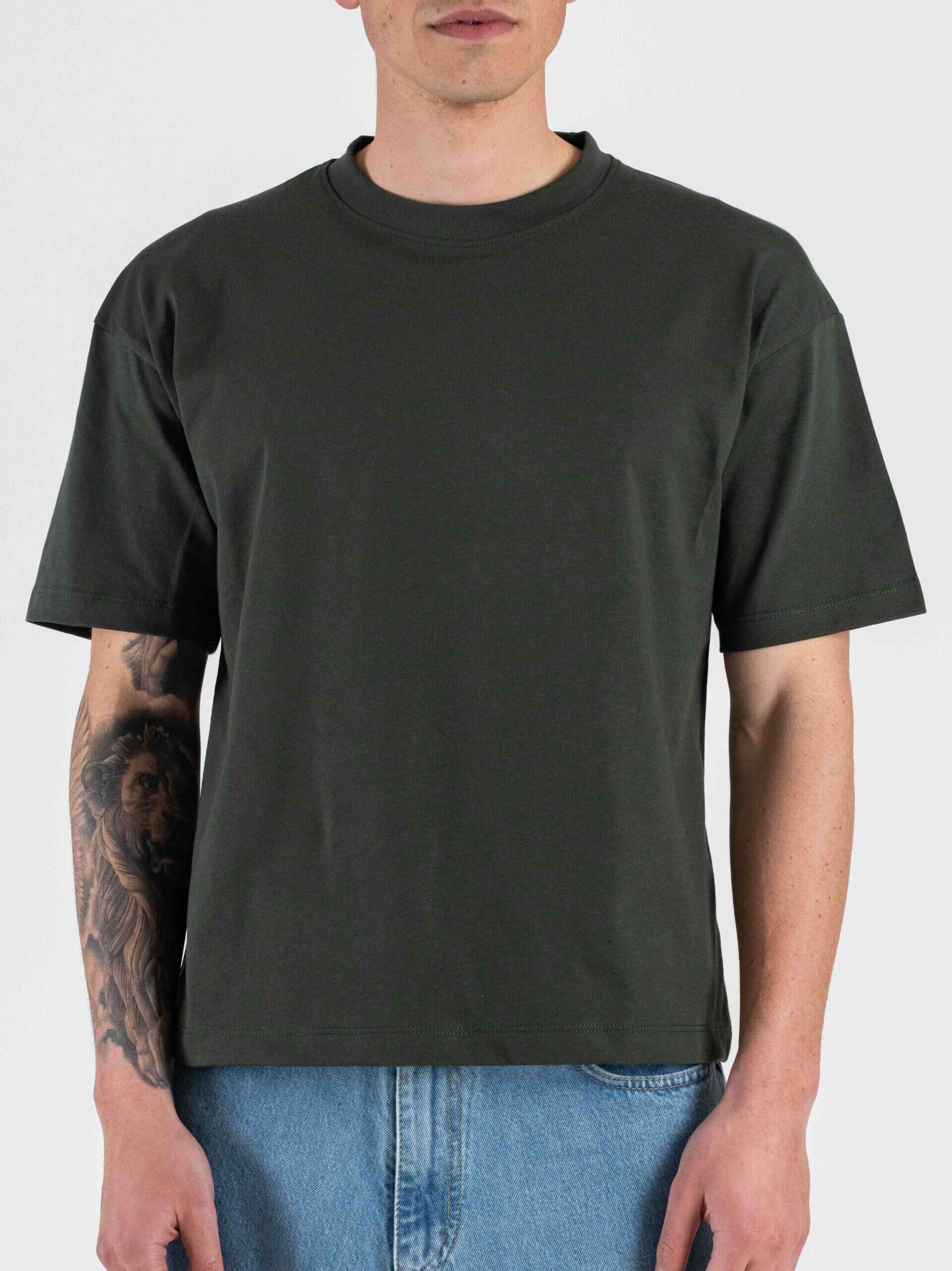 ESTASI T-shirt in cotone croppata LUNA Verde Militare