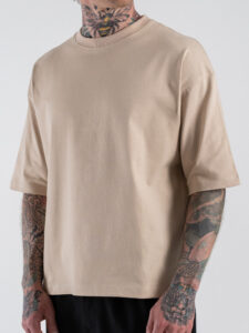 ESTASI T-shirt regular box fit TERRA Sabbia (4)
