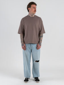 ESTASI T-shirt regular box fit TERRA Tortora (1)