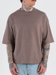 ESTASI T-shirt regular box fit TERRA Tortora (2)