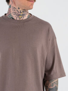 ESTASI T-shirt regular box fit TERRA Tortora (3)