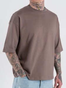 ESTASI T-shirt regular box fit TERRA Tortora (4)