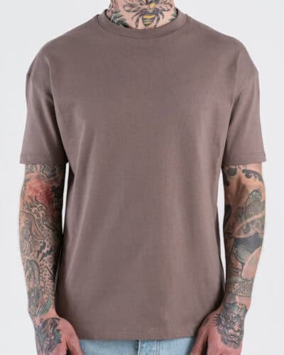 ESTASI T-shirt regular in cotone con spalla scesa SOLE Tortora