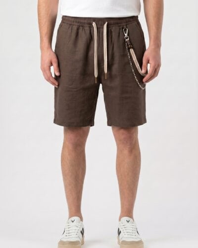 GIANNI LUPO Bermuda in lino con coulisse FJ3269 Coffee