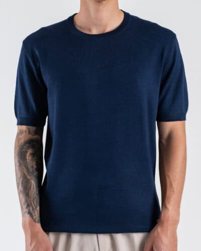 GIANNI LUPO Maglia girocollo leggera in viscosa GL510S Navy